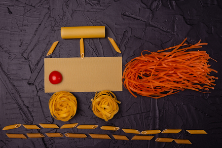 Food, Macaroni, Pasta, Spaghetti. Composition from pastaの写真素材