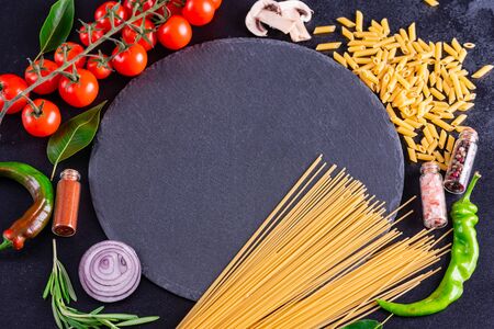 Fresh organic ingredients of Italian recipes. Healthy food conceptの写真素材