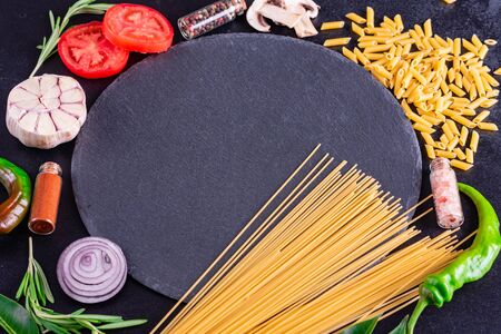 Fresh organic ingredients of Italian recipes. Healthy food conceptの写真素材