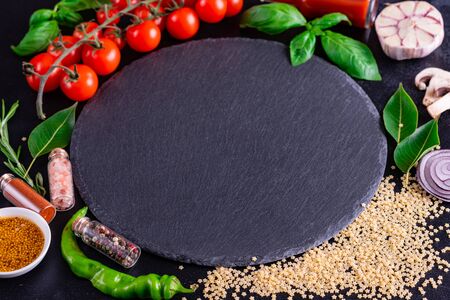Fresh organic ingredients of Italian recipes. Healthy food conceptの写真素材