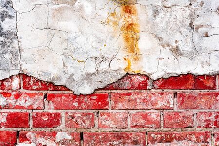Texture, brick, wall, it can be used as a background. Brick texture with scratches and cracksの写真素材