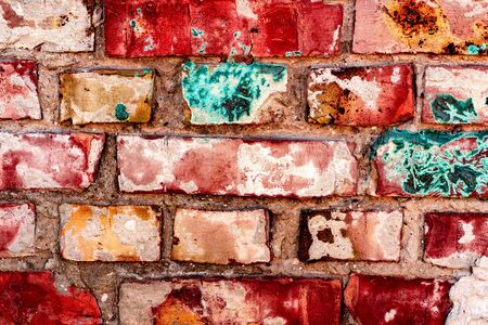 Texture, brick, wall, it can be used as a background. Brick texture with scratches and cracks