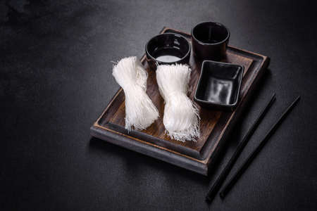 Mung bean vermicelli or cellophane noodles, a transparent thread-like noodleの写真素材