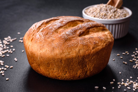 Sourdough rustic homemade healthy bread. Traditional bread, home baking