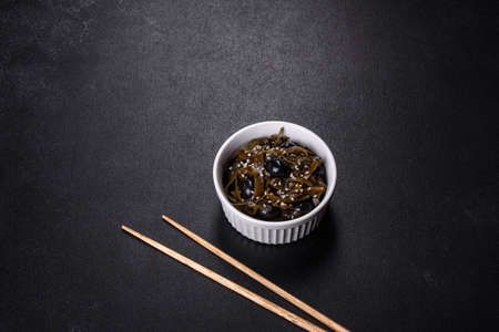 Sea kale seaweed salad Menu concept healthy eating. food background top viewの写真素材