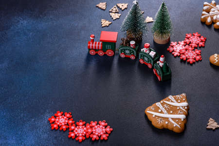 Christmas gingerbread. Delicious gingerbread cookies with honey, ginger and cinnamonの写真素材