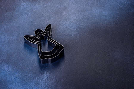 Christmas Decorations with Gingerbread man,fir tree branches and christmas backgroundの写真素材