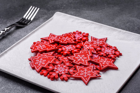 Christmas background with decorations. New Year symbol - decorative fir treeの写真素材