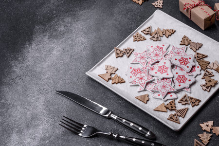 Christmas background with decorations. New Year symbol - decorative fir treeの写真素材