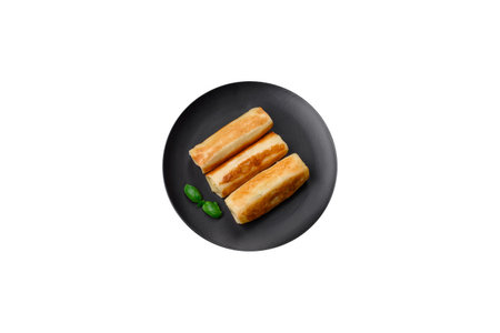 Delicious fresh homemade fried pancakes with broccoli and meat or fish with salt and spices on a...