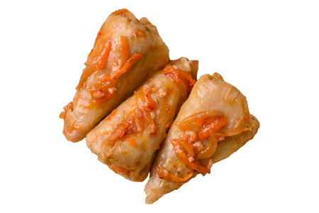 Delicious cabbage rolls with meat, rice, salt, spices and herbs. Traditional dish of Ukrainian cuisineの写真素材
