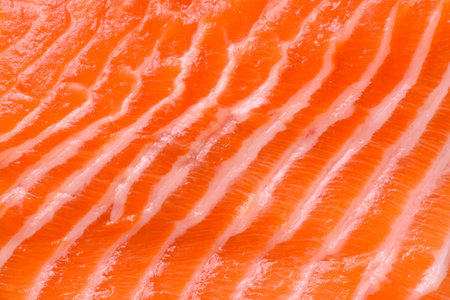 Fresh raw salmon steak with spices and herbs prepared for grilled baking. Healthy seafood foodの写真素材
