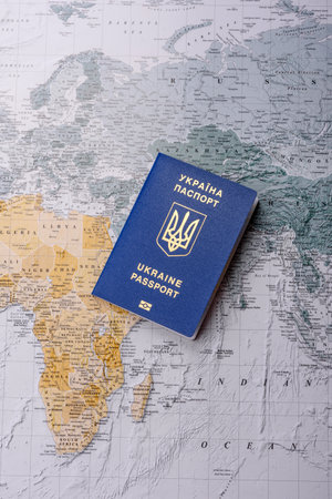 Conceptual background for travel with passport, magnifying glass, world map and money. Wallpaper for...