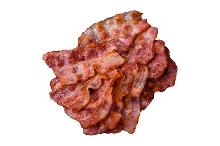 Delicious crispy bacon grilled with salt and spices as an ingredient for a nutritious breakfast.の写真素材