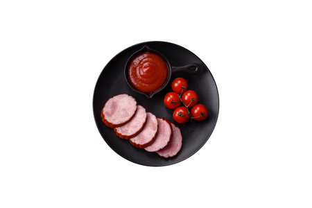 Smoked sausage or ham, cut into slices to make delicious sandwiches