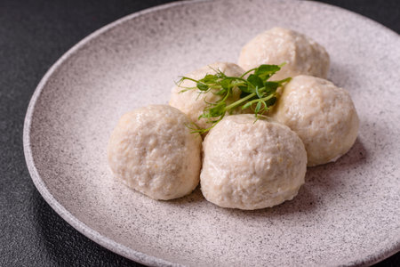 Delicious healthy steamed chicken cutlets or minced meatballs.