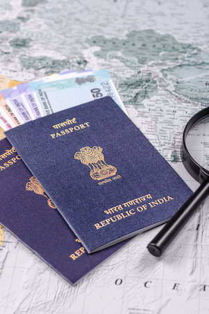 Indian citizen passport, a document for travel. Id document for tourismの写真素材
