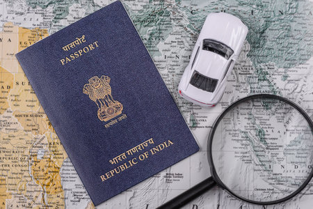Indian citizen passport, a document for travel. Id document for tourismの写真素材