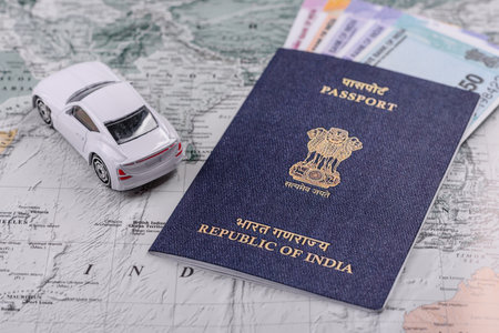 Indian citizen passport, a document for travel. Id document for tourismの写真素材
