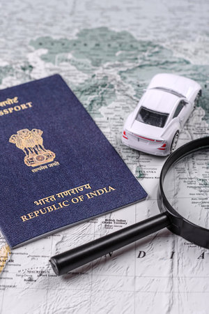 Indian citizen passport, a document for travel. Id document for tourism
