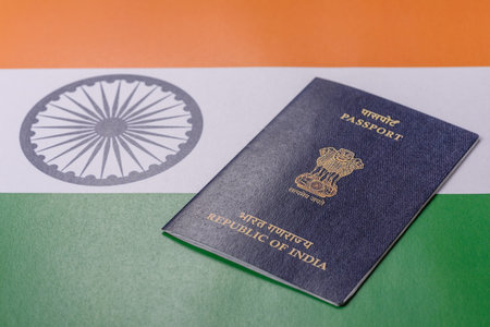 Indian citizen passport, a document for travel. Id document for tourismの写真素材