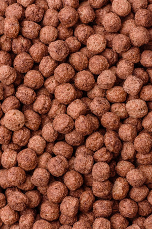Cereal chocolate corn balls in a bowl. Delicious, healthy breakfast balls