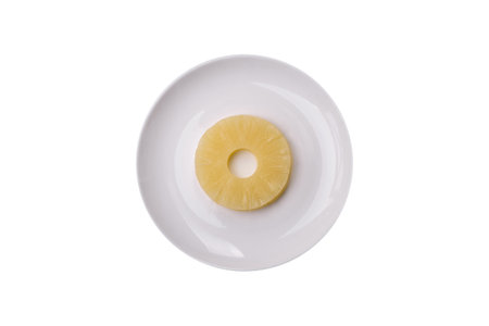 Tropical fruit pineapple in rings or slices sweet yellow colorの写真素材