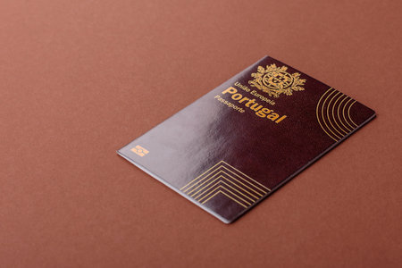 Portugal passport, Portuguese document for global business, emigration or travel.の写真素材