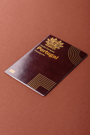 Portugal passport, Portuguese document for global business, emigration or travel.の写真素材