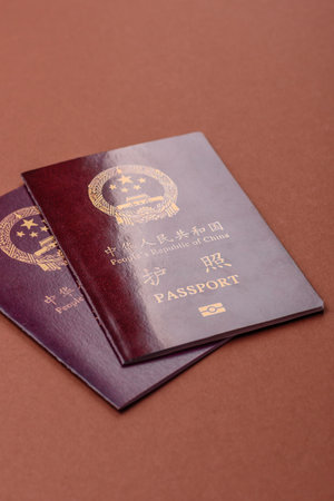 China Citizen Passport, Chinese document for global business, emigration or travellingの写真素材