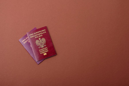 Poland passport for traveling, flying and doing business. Polish document, id for crossing the borderの写真素材