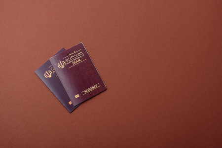 Iranian passport for traveling, flying and doing business. Iran document, id for crossing the borderの写真素材
