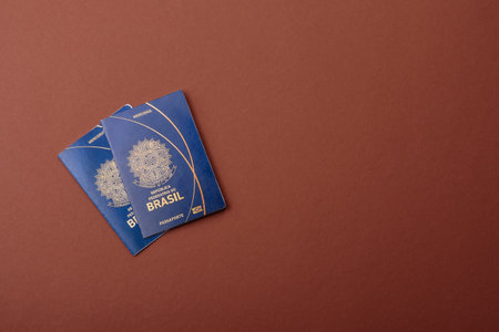 Brazilian passport for traveling, flying and doing business. Brazil document, id for crossing the borderの写真素材