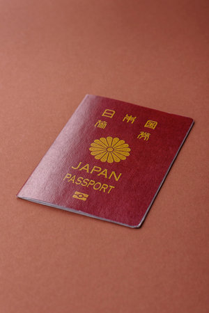 Japanese passport for traveling. Japan document, id for crossing the borderの写真素材