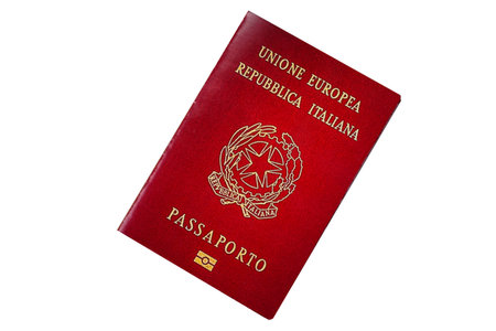 Italy passport for traveling, flying and doing business. Italian document, id for crossing the borderの写真素材