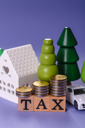 Tax on real estate, property, car or business. Mortgage finance payments, taxationの写真素材