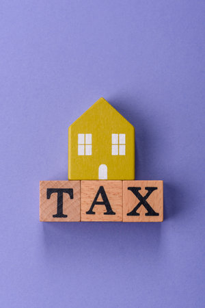Tax on real estate, property, car or business. Mortgage finance payments, taxationの写真素材