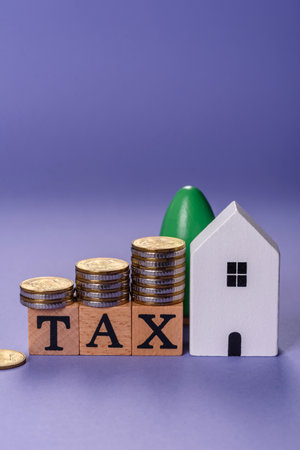 Tax on real estate, property, car or business. Mortgage finance payments, taxationの写真素材