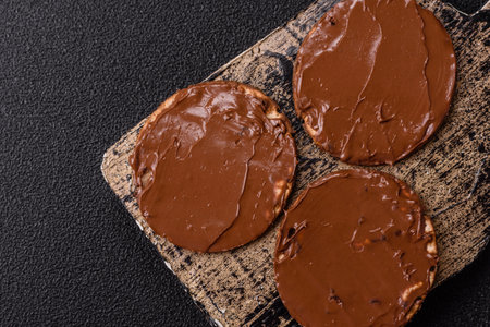 Matzah with chocolate paste for the Jewish holiday of passover for the festive table