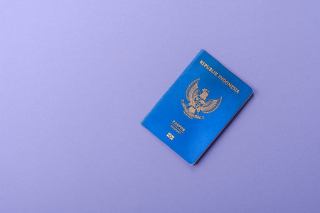 Indonesian passport for traveling, flying and doing business. Indonesia document, id for crossing the borderの写真素材