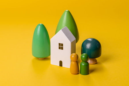 Conceptual background with house, property investment or property. Buying a house with savingsの写真素材