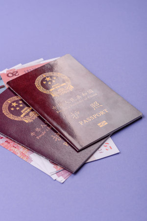 China Citizen Passport, Chinese document for global business, emigration or travellingの写真素材