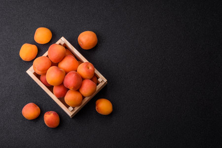 Fresh ripe fruit apricots are red yellow in color. Apricots as a background for your designの写真素材