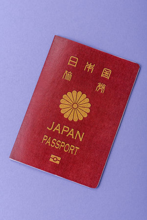 Japanese passport for traveling, flying and doing business. Japan document, id for crossing the borderの写真素材