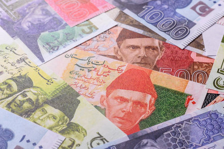 Pakistan, Pakistani rupee paper money. Cash notes for business and settlements