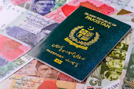 Pakistani International Citizen Passport for global business, emigration and travelの写真素材