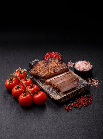 Meat, steak, beef tenderloin cooked on grill. Juicy steak as a food background for your designの写真素材