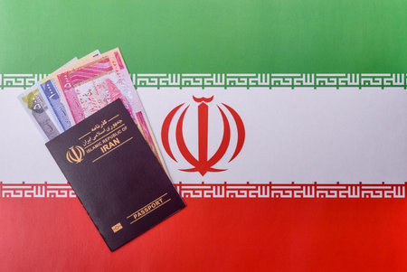 Iranian passport for traveling, flying and doing business. Iran document, id for crossing the borderの写真素材