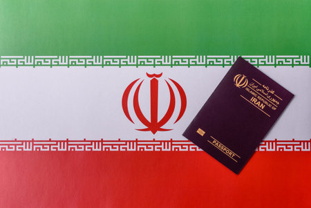 Iranian passport for traveling, flying and doing business. Iran document, id for crossing the borderの写真素材