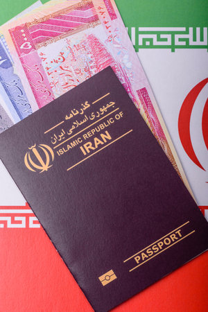 Iranian passport for traveling, flying and doing business. Iran document, id for crossing the borderの写真素材